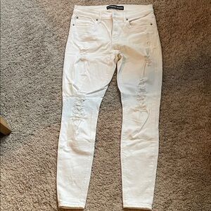 Express White Distressed Skinny Jeans
